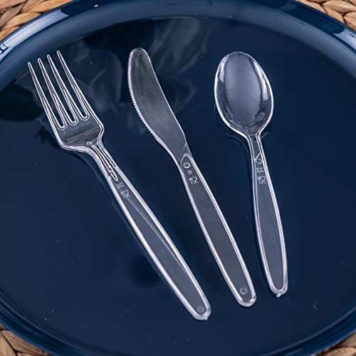 Disposable Cutlery set, SAPPHIRE Design, Clear Color, 360 Pieces: 180 Forks, 120 Spoons, 60 Knives
