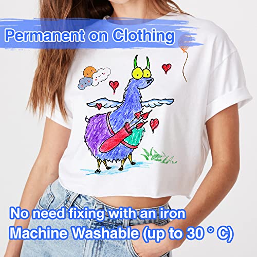 Fabric Markers Permanent - 24-Color Set, No Bleed, Fine Tip Fabric Paint Pens for Clothes, Non-Toxic for Tote Bags, White Shirts, Baby Bibs, Shoes, and More