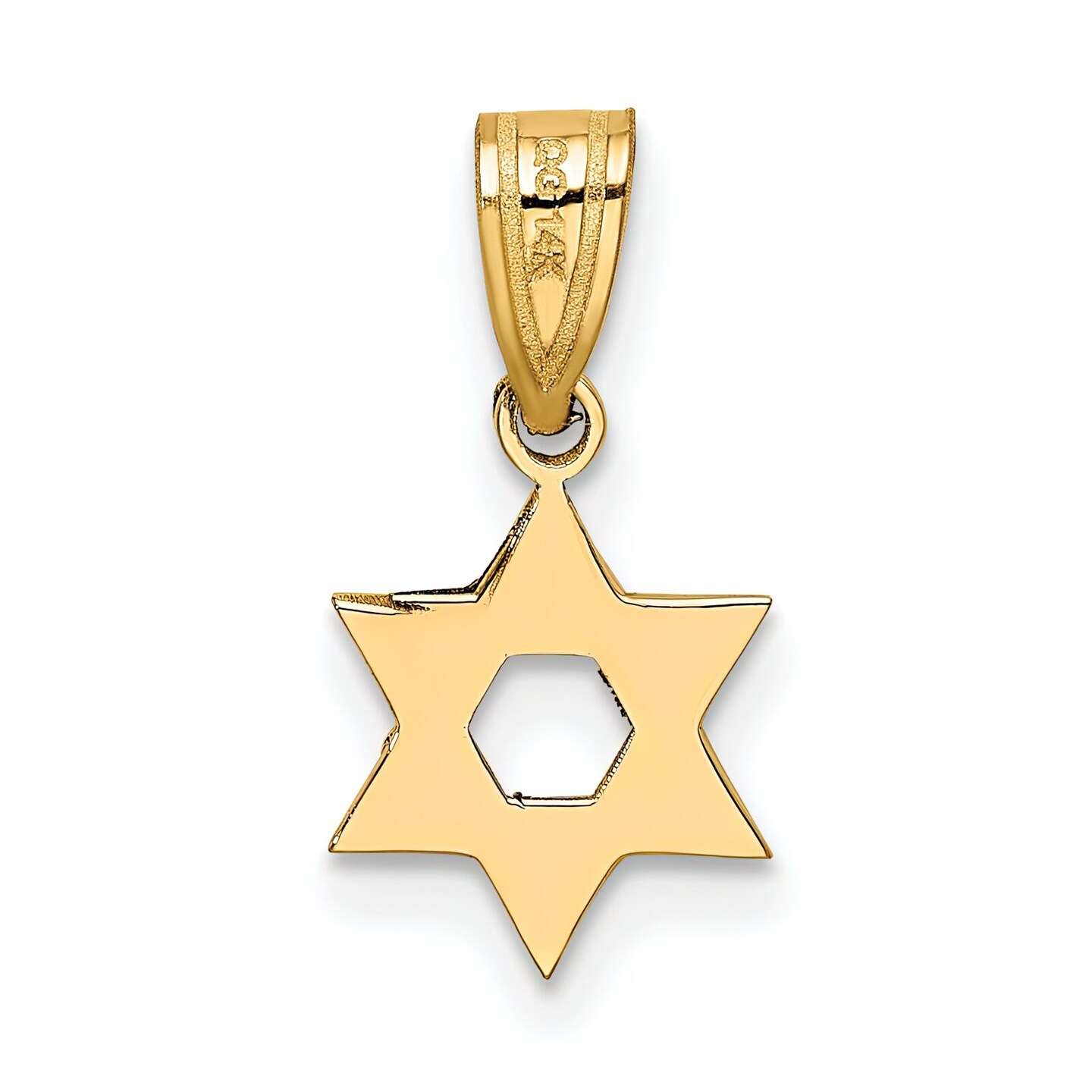 14K Yellow Gold Star of David Pendant Charm Jewelry 17mm x 10mm