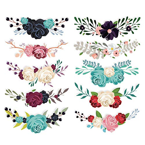 10 PCS Flower Iron on Sticker Heat Transfer Patches , Appliques Decals for T-Shirt Jeans Backpacks Jackets Dress Clothing Art Decoration Accessories