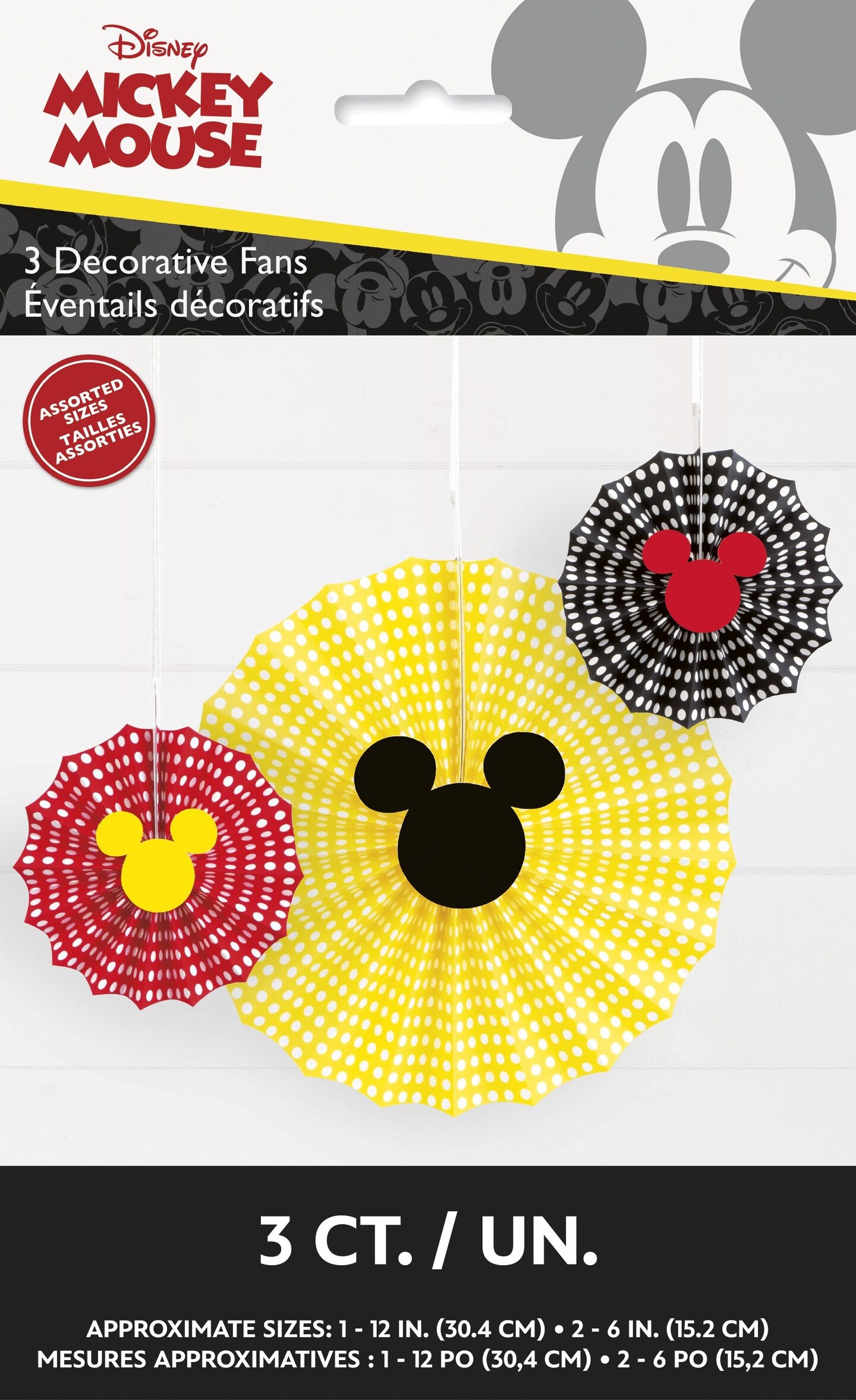 Mickey Mouse Paper Fan Decoration Kit - 3ct