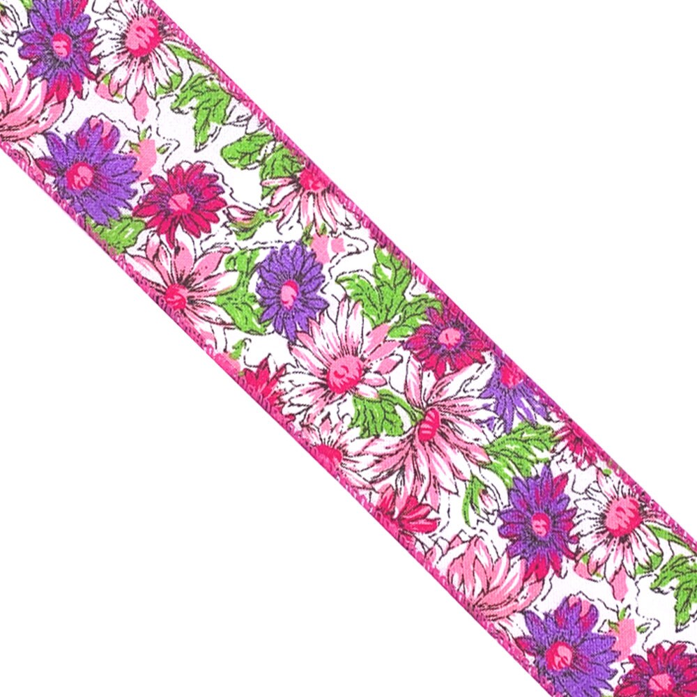 WR 63-5066 Pink, Purple, Red Floral with pink edge, 2.5&#x201D; x 10 yard ribbons, Valentine&#x27;s, Wedding Ribbon