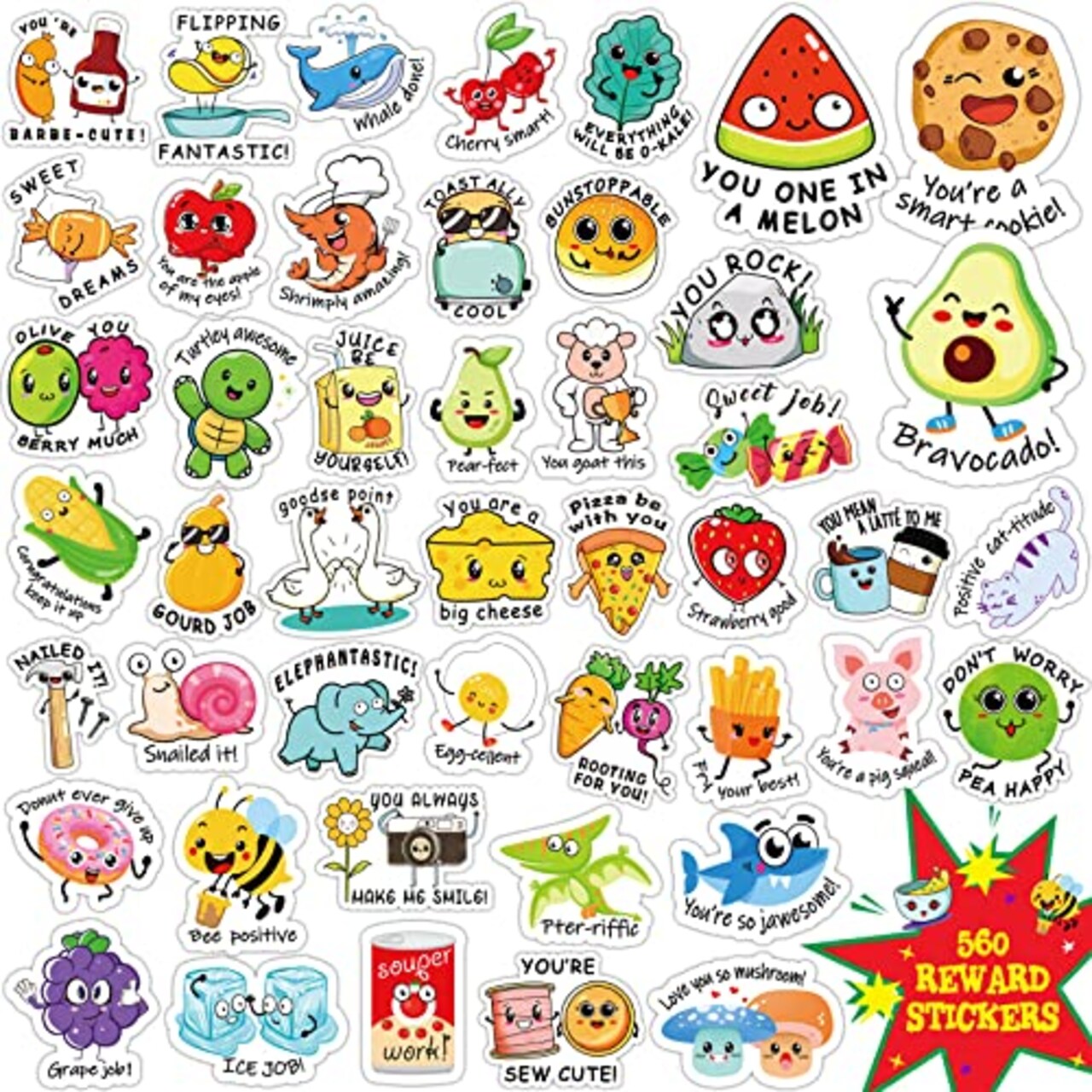 Fun Program Stickers 560 Pieces Punny Fun Reward Stickers for Kids Punny Labels Motivational ...
