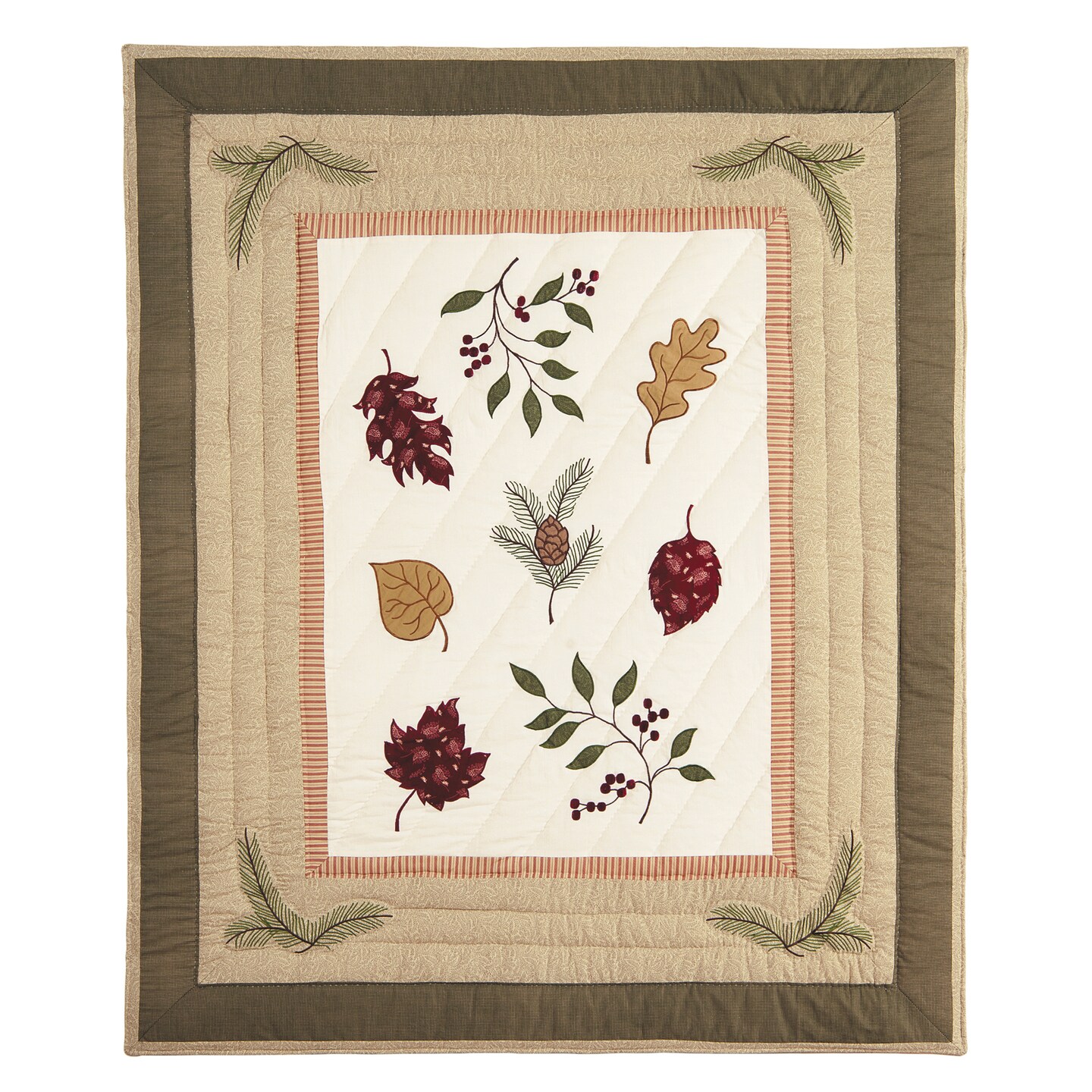 Tossed Leaves Cotton Quilted 50&#x22; x 60&#x22; Throw Blanket