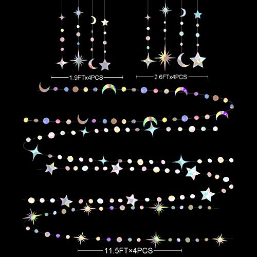 Star and Moon Garland Party Decoration Kit - Crescent and Twinkle Little Star Streamer Bunting Banner for Kids' First Birthday, Ramadan, EID Mubarak, Baby Shower, and Wedding Decor