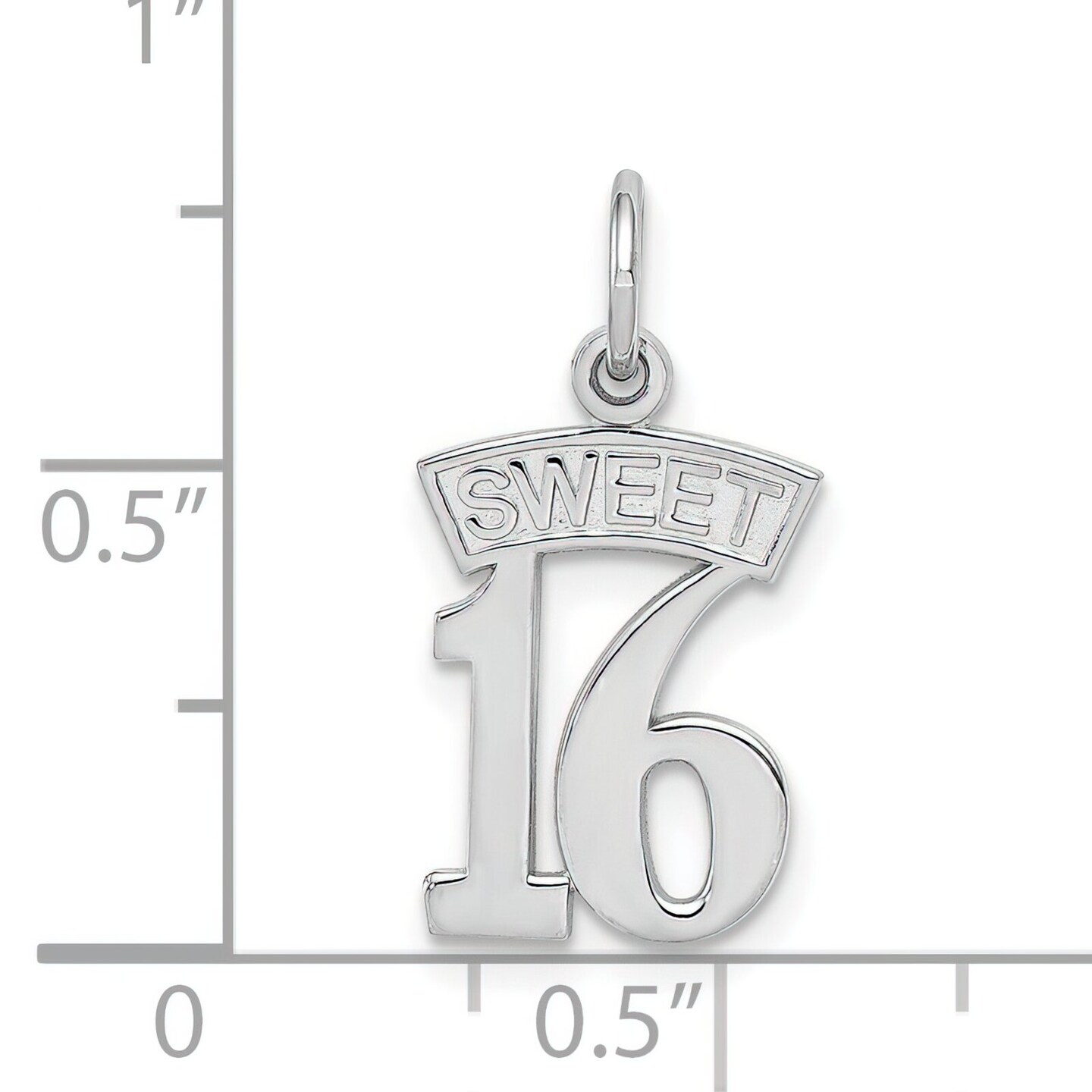 14K White Gold Sweet 16 Charm Birthday Jewelry Pendant! 20mm x 11mm