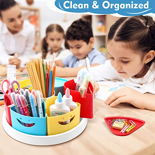 MeCids 360 Rotating Storage Organizer Desk Organizers Pen Holder– 12” Lazy Susan Style Caddy with Removable Bins, for Home Office Supplies, Art