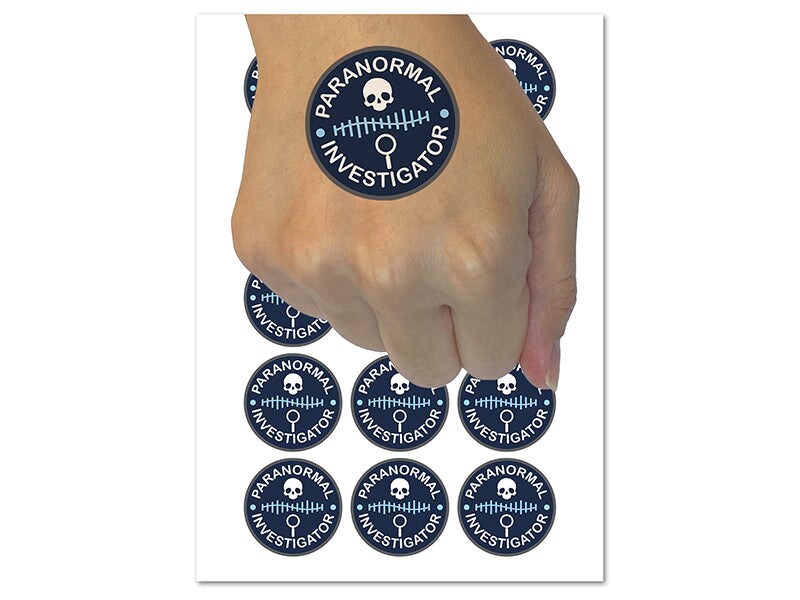 Paranormal Investigator Ghost Hunter Temporary Tattoo Water Resistant Fake Body Art Set Collection (1 Sheet)