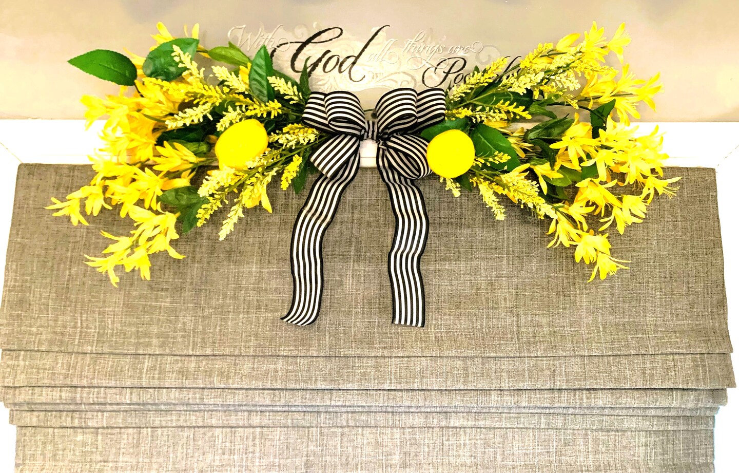 Farmhouse Lemon Swag, Yellow Forsythia Swag, Lemon Drop