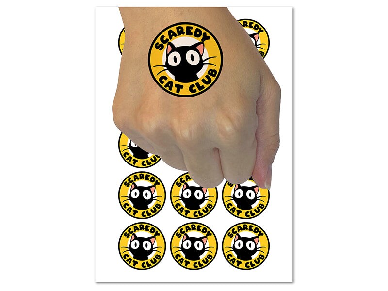 Scaredy Cat Club Temporary Tattoo Water Resistant Fake Body Art Set Collection (1 Sheet)