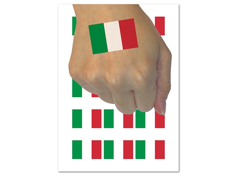 Italy Flag Temporary Tattoo Water Resistant Fake Body Art Set Collection (1 Sheet)