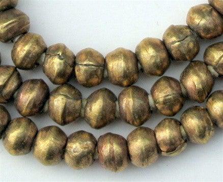8mm Round Brass Beads - Full Strand of African Metal Spacer Beads - The Bead Chest