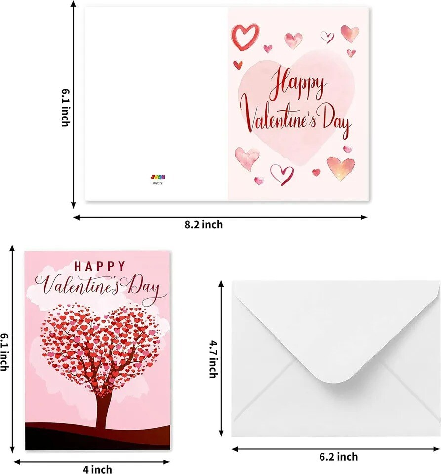 Valentine's Day Cards with Envelopes 6 Designs Pink Greeting Card Wedding Cards