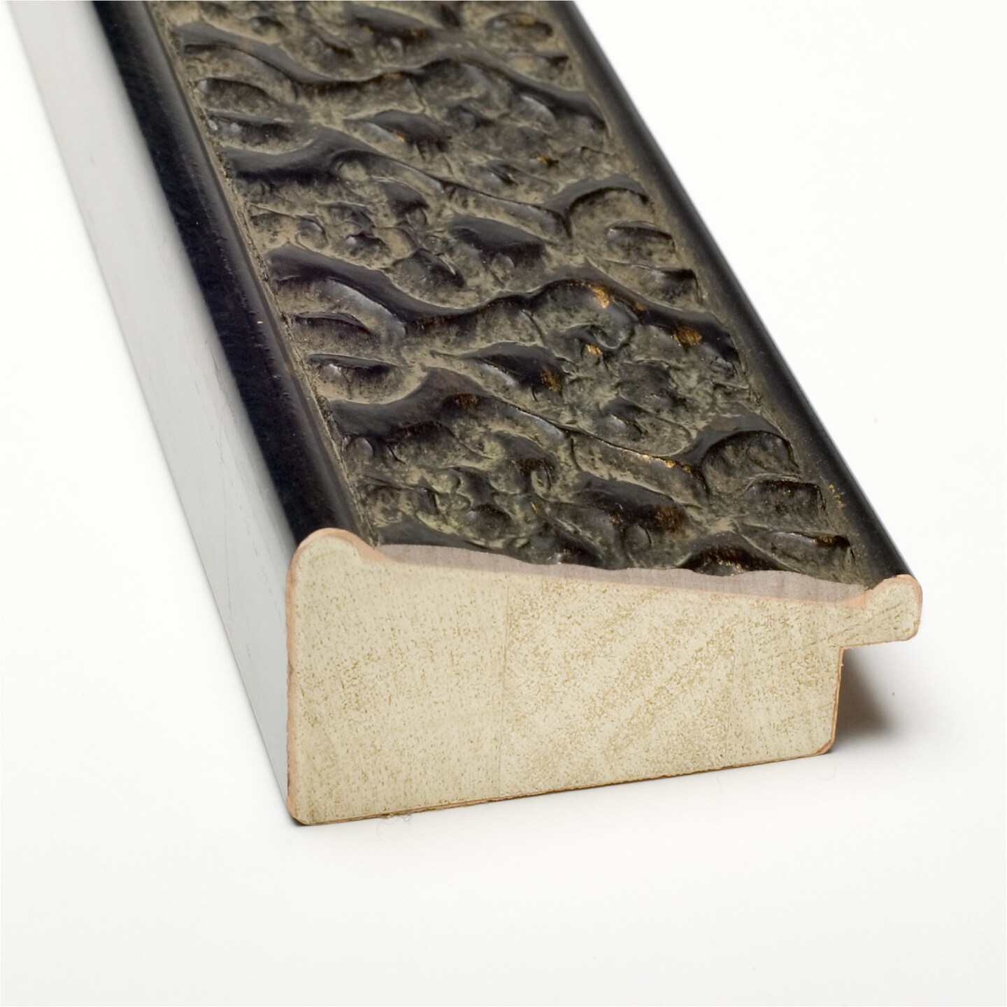 Intaglio Embossed Black Wood Framed Corkboard, White Cork
