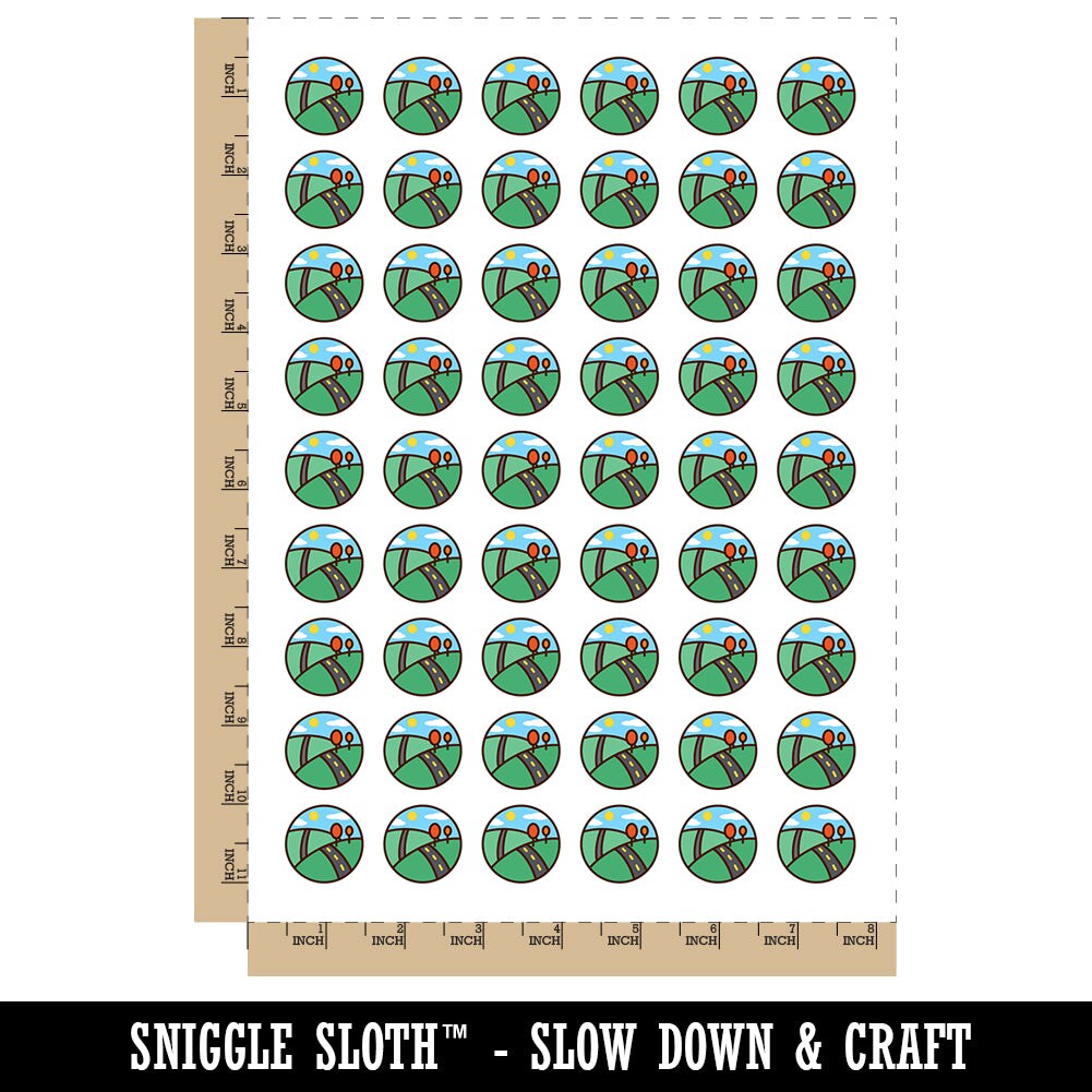 Hilly Roadscape Temporary Tattoo Water Resistant Fake Body Art Set Collection (1 Sheet)