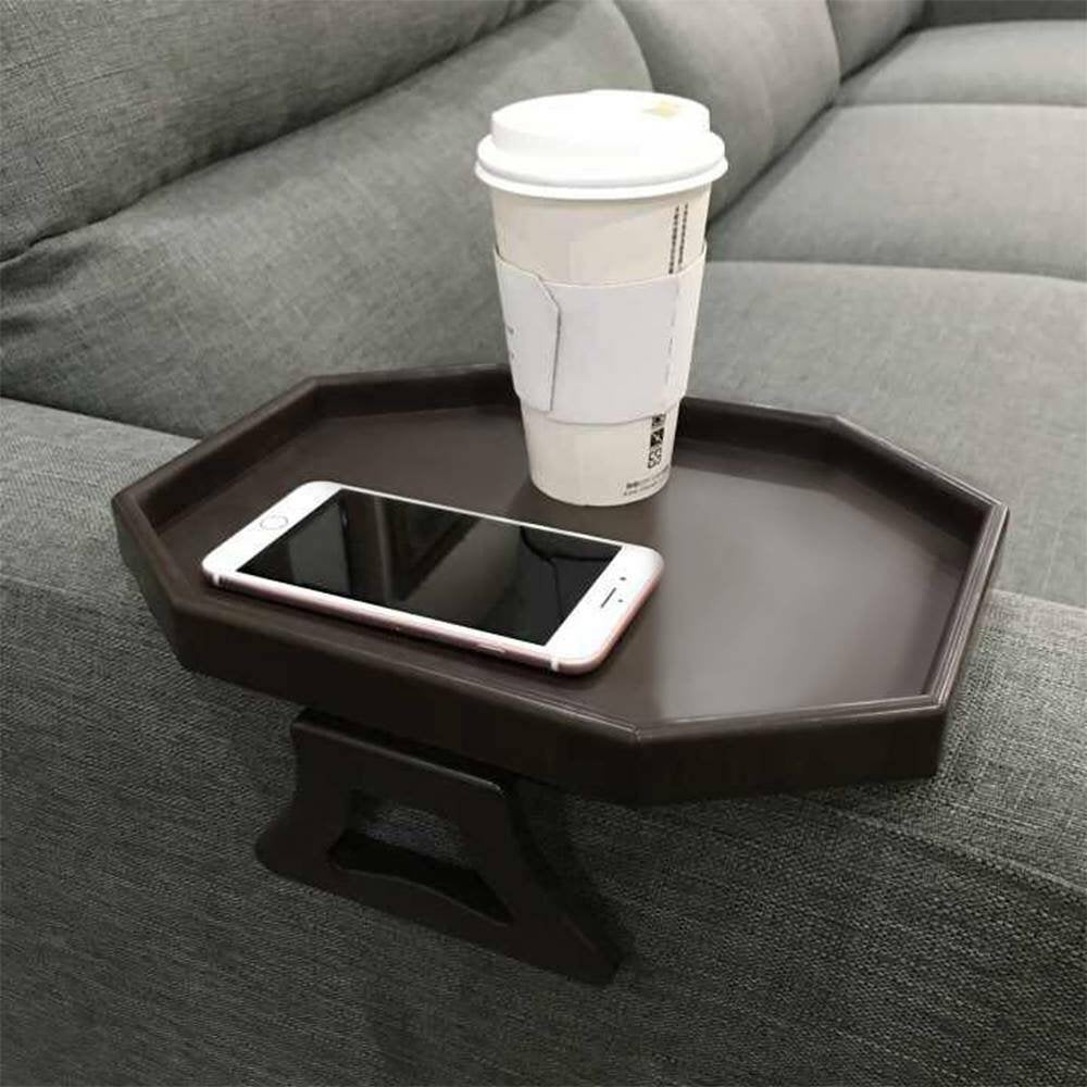 Sofa Arm Clip Table, Armrest Tray Table, Drinks/Remote Control/Snacks Holder … (Cherry Brown)