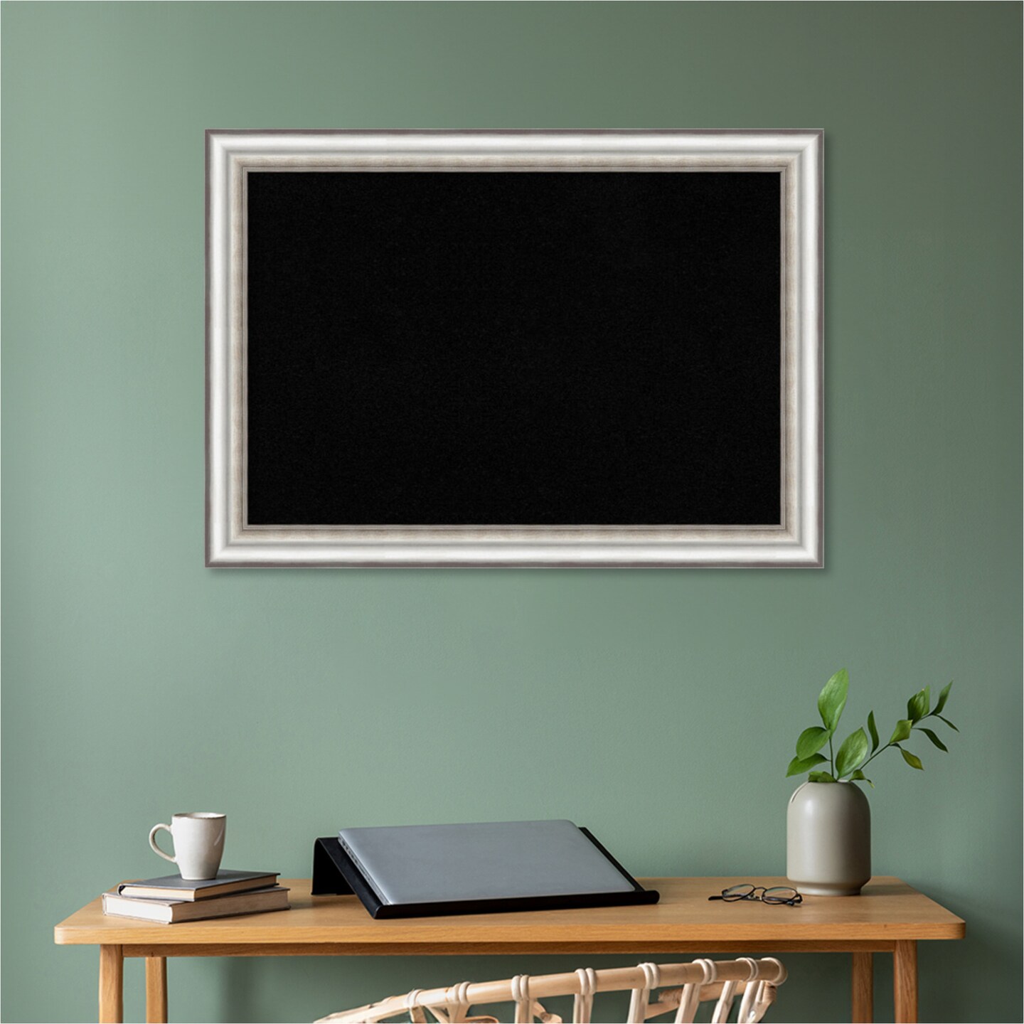 Salon Silver Framed Corkboard, Black Cork