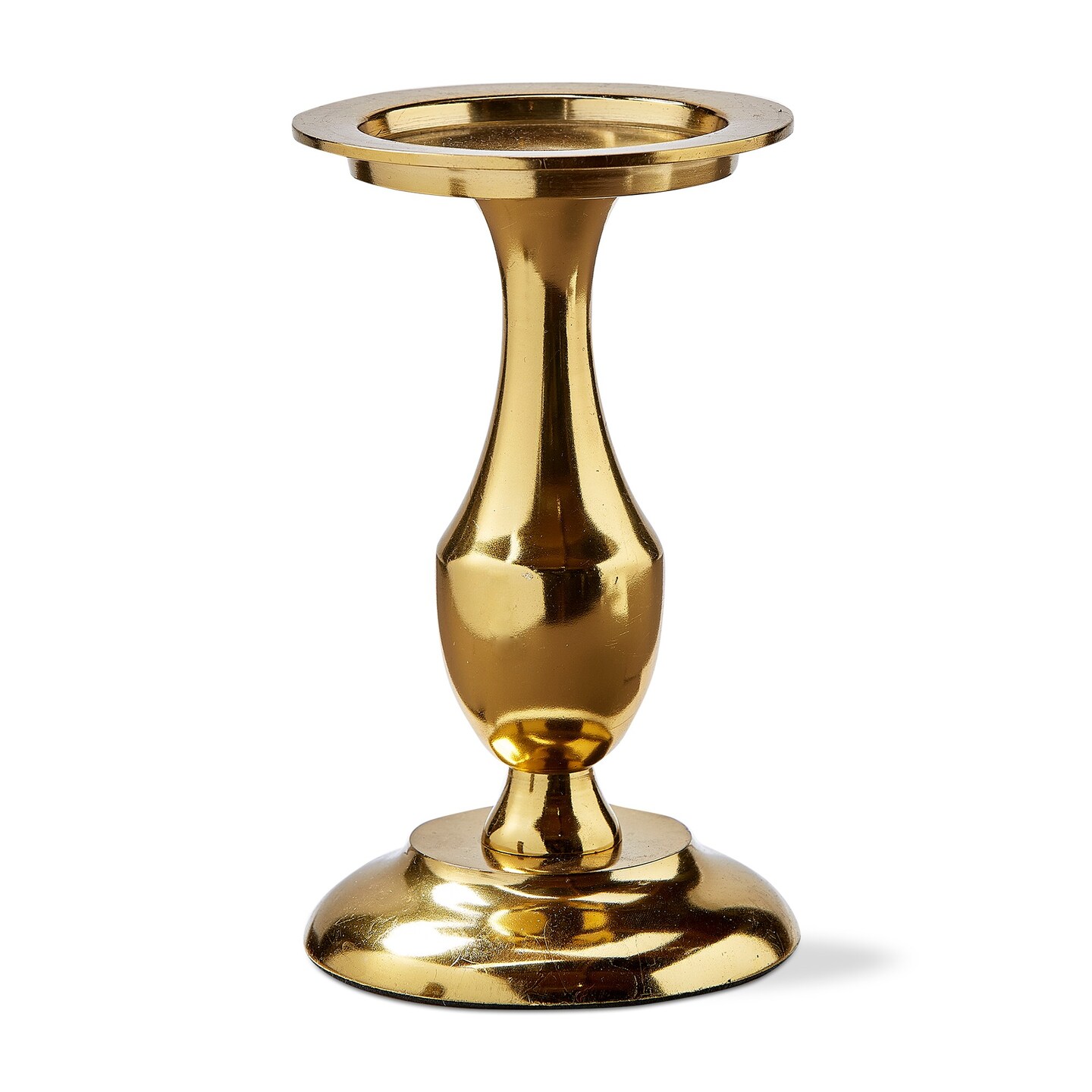 Gold Cast Aluminum Stella Pillar Candle Holder Large, 4.5L x 4.5W x 7.0H inches