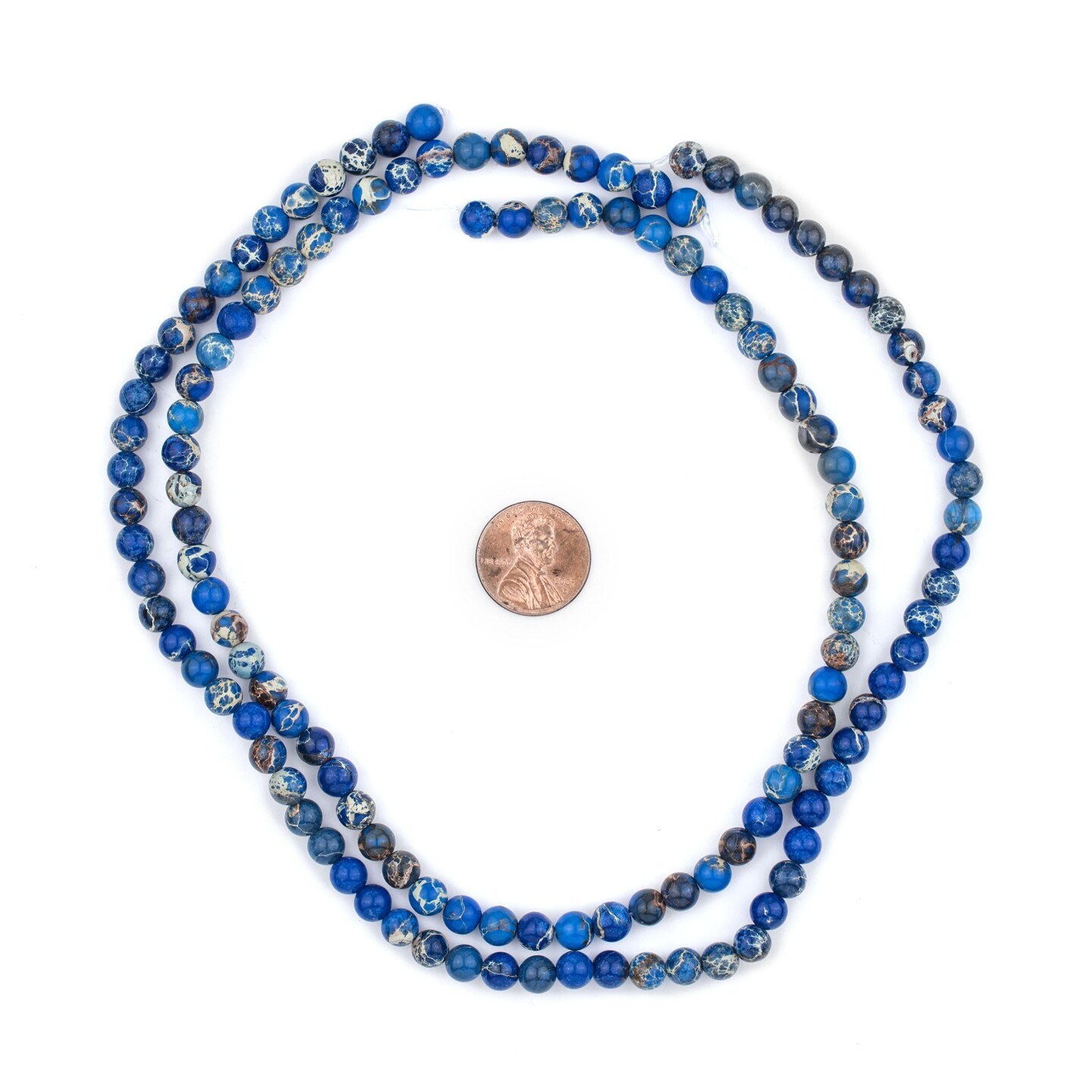 TheBeadChest Blue Sea Sediment Jasper Beads (6mm): Organic Gemstone Round Spherical Energy Stone Healing Power Crystal for Jewelry Bracelet Mala Necklace Making