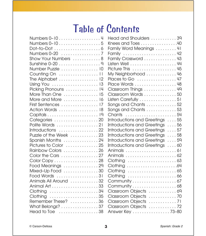 Carson Dellosa Spanish, Grade 2 Workbook