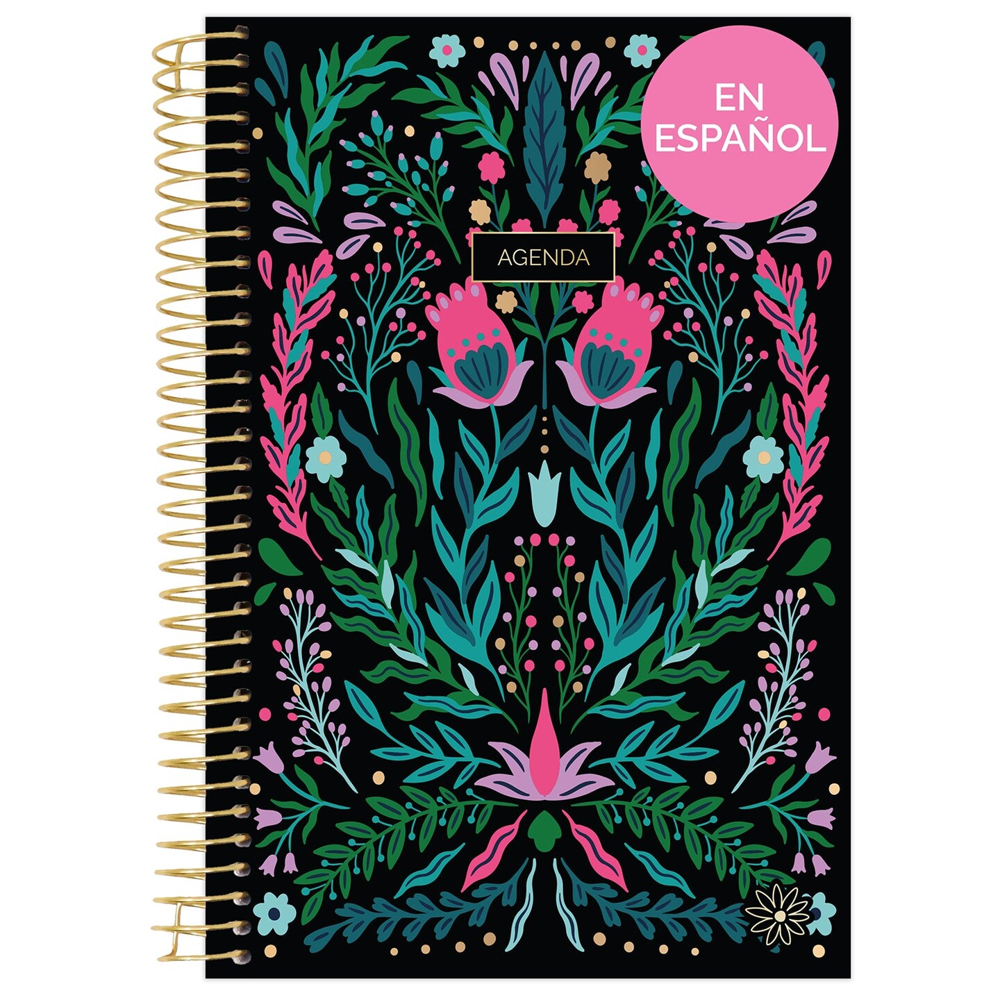 bloom daily planners Undated Spanish Daily Planner &#x26; Calendar, 5.5&#x22; x 8.25&#x22;, Folky Floral