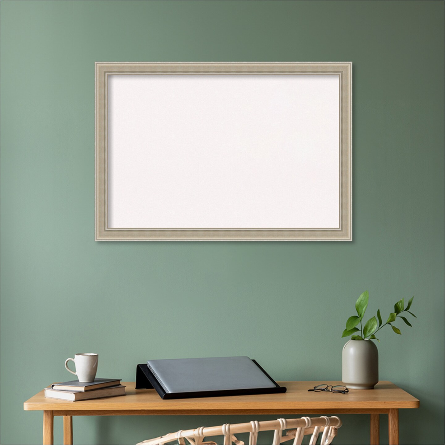 Mezzo Silver Wood Framed Corkboard, White Cork