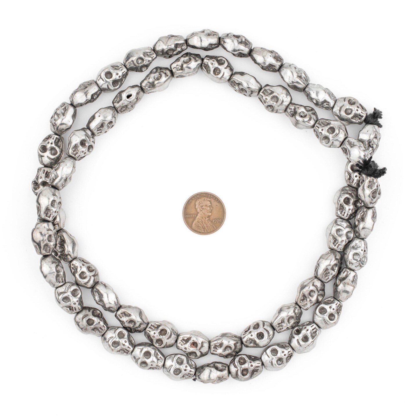 The Bead Chest Silver Skull Beads, Solid Plated-Brass Metal Halloween - Great DIY Accessories for Necklace, Bracelets and Earrings Making