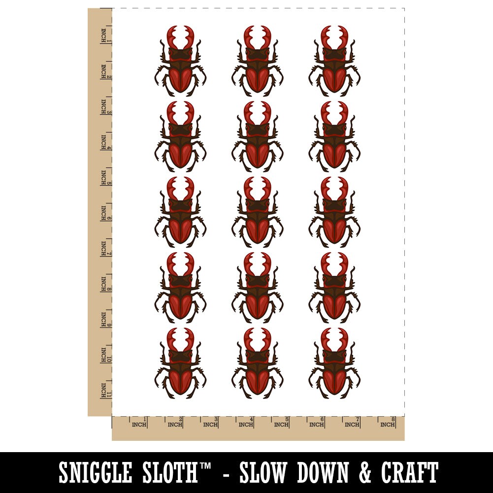 Stag Beetle Temporary Tattoo Water Resistant Fake Body Art Set Collection (1 Sheet)