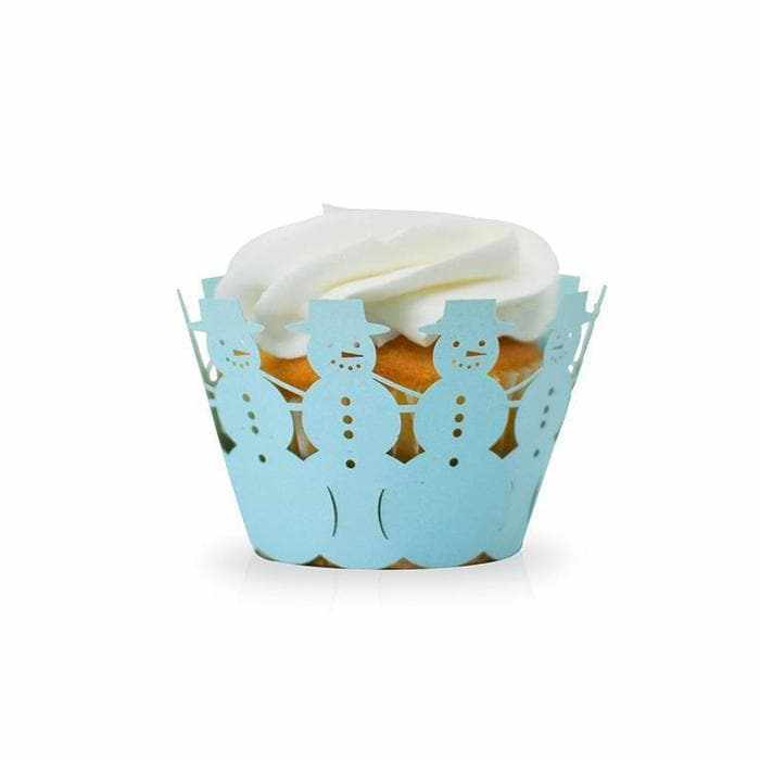 Soft Blue Snowman Cupcake Wrappers &#x26; Liners | 25 PC Set