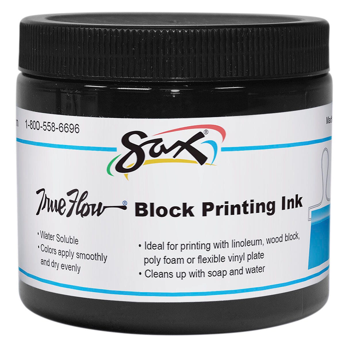 Sax Water Soluble Block Printing Ink, 1 Pint Jar, Black