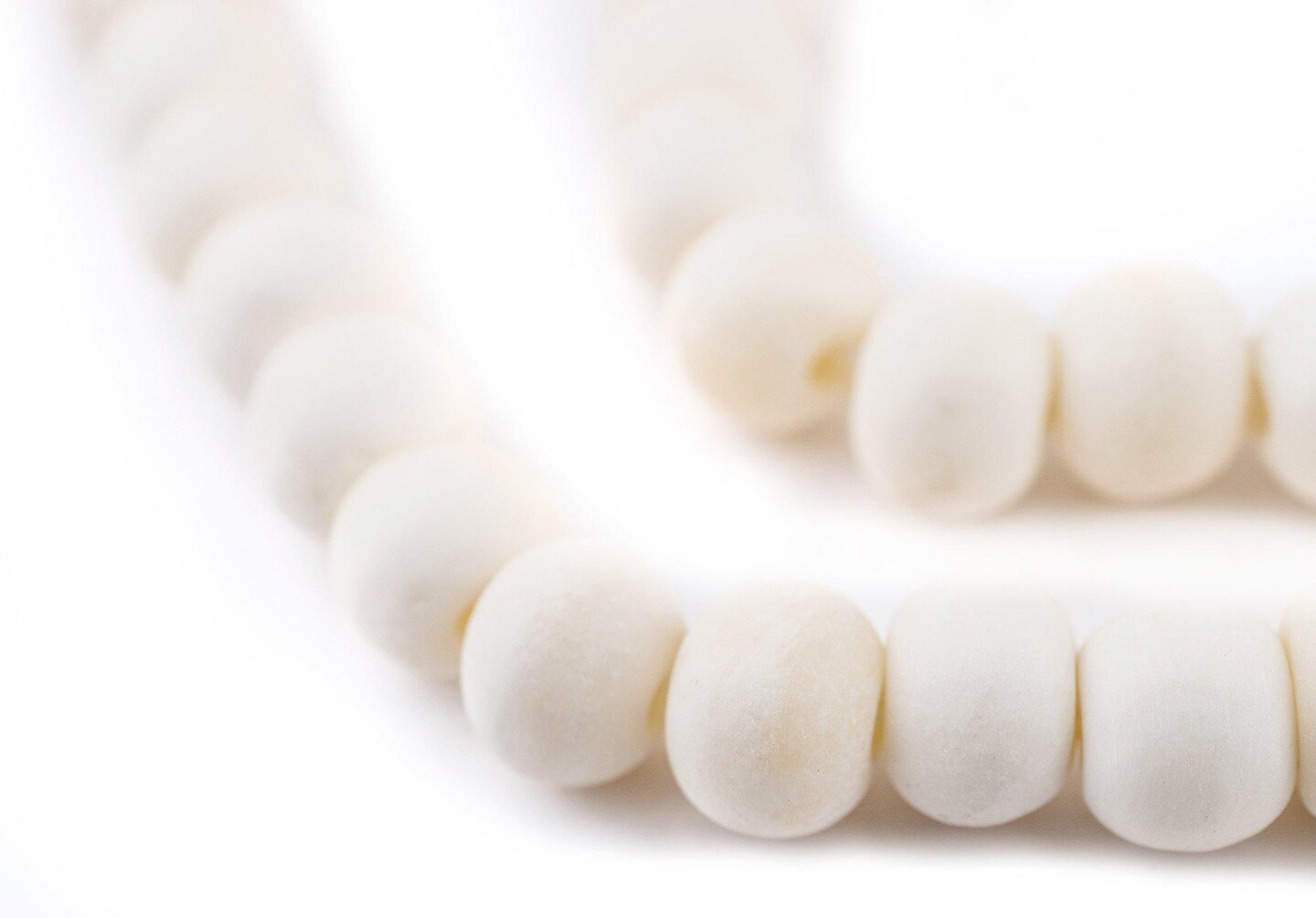 TheBeadChest Matte White Bone Mala Beads 10mm Nepal Round Large Hole 34 Inch Strand