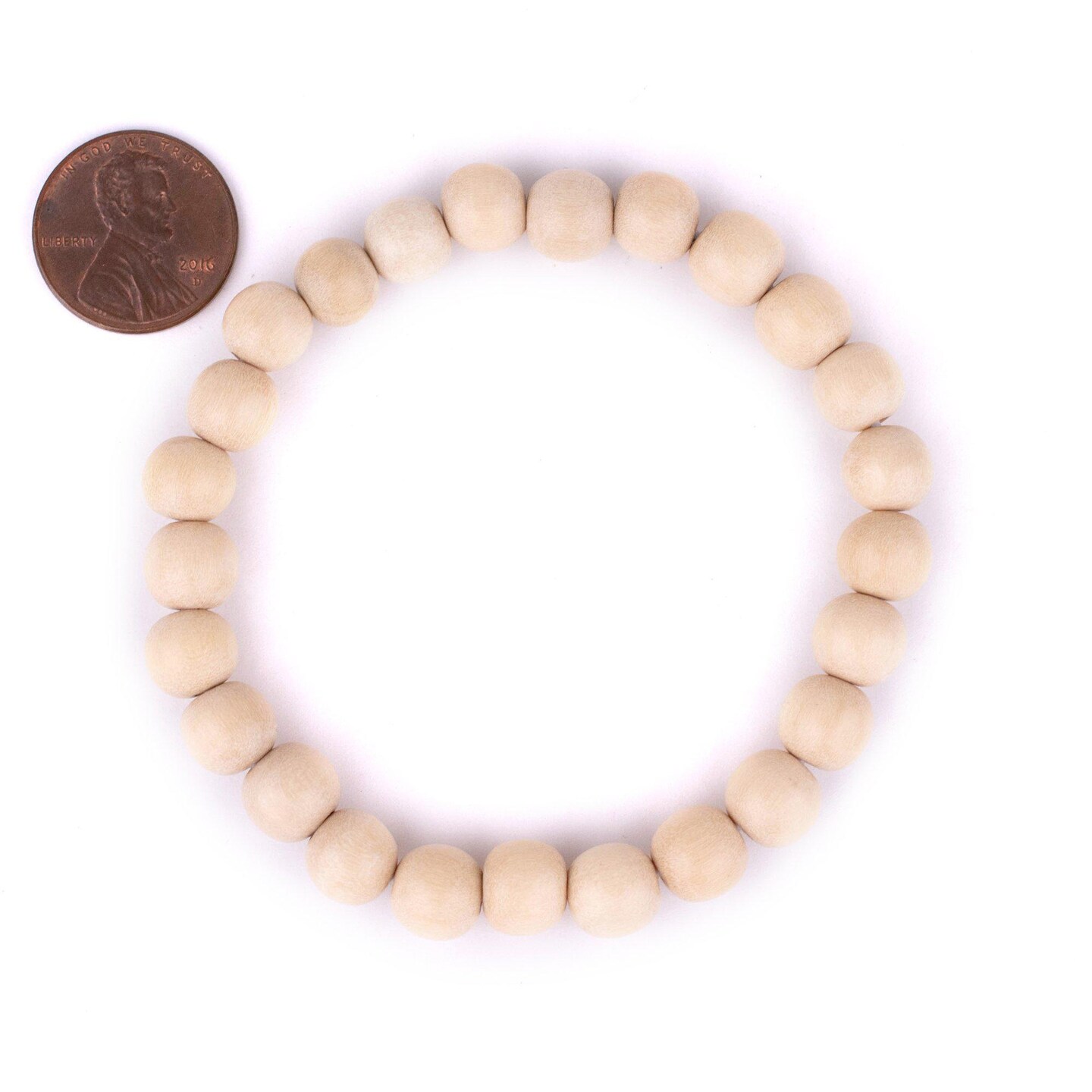 TheBeadChest Wood Stretch Bracelet, Cream - Stackable Beaded Jewelry, Unisex for Men &#x26; Women