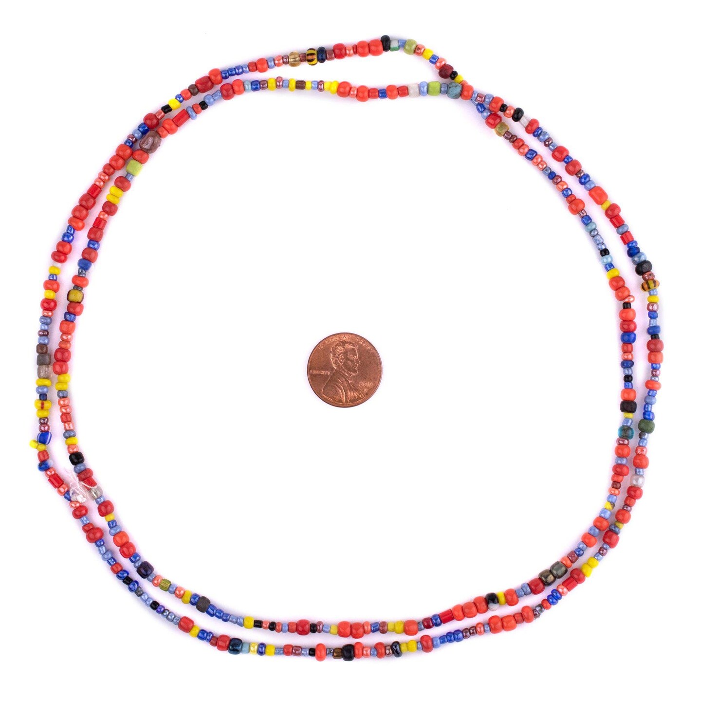 TheBeadChest Small Christmas Beads Rainbow Medley 3mm Ghana African Multicolor Seed Glass 40 Inch Strand Handmade