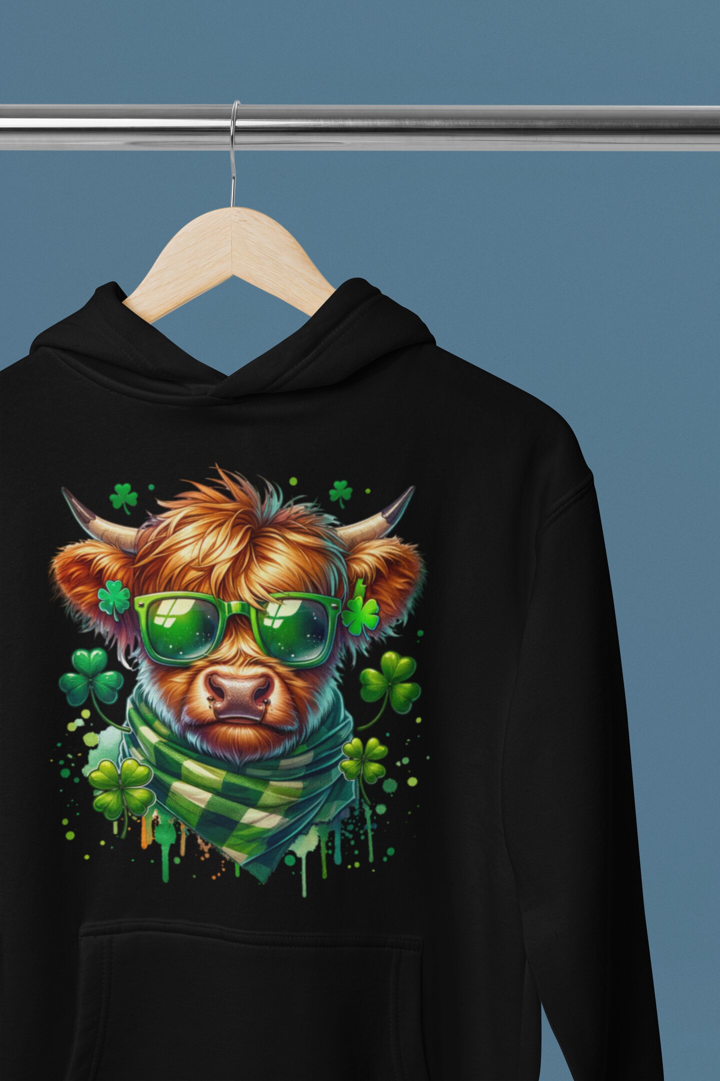 DTF, Highland Cow, Irish, Shamrock, Luck, Custom DTF, Direct To Film Transfer, Cute, St. Patrick's Day , Gift product 3
