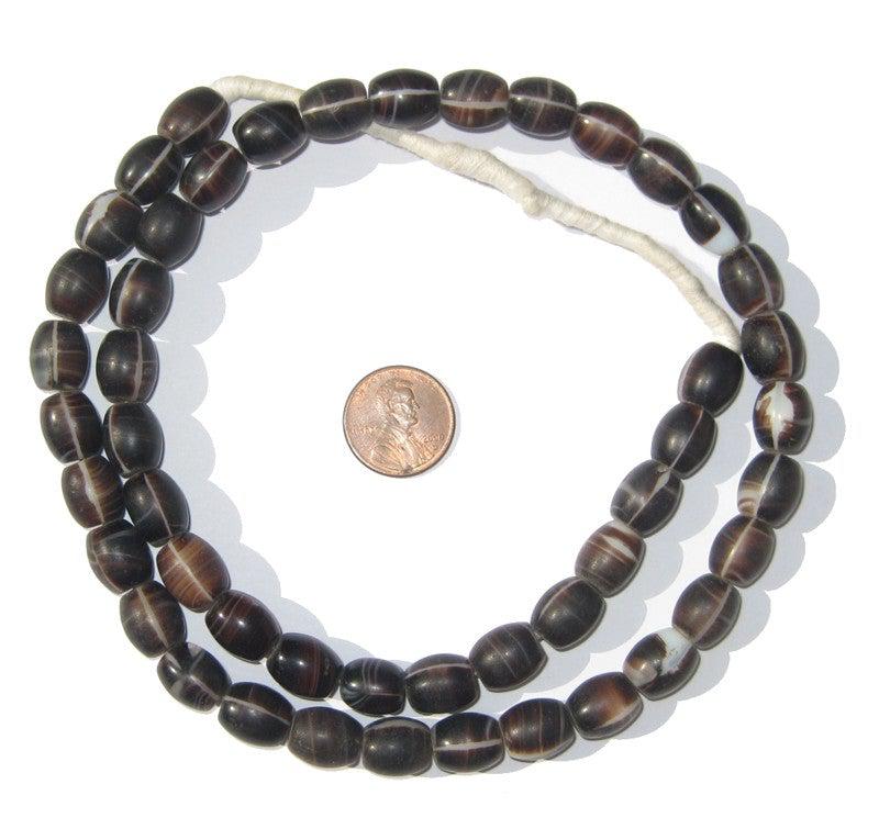 TheBeadChest Old Bohemian Coffee Bean Wedding Glass Beads 9mm Czechoslovakia Brown Oval 26-30 Inch Strand