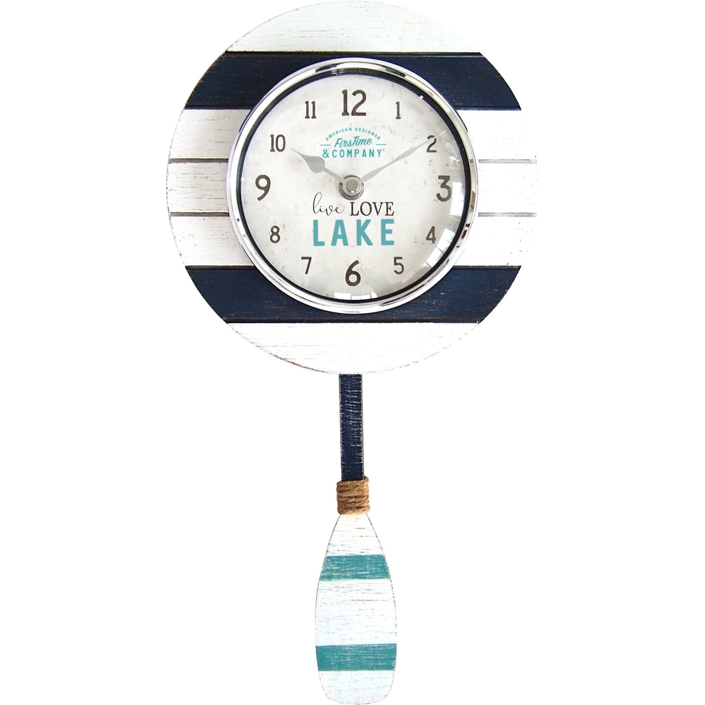 FirsTime &#x26; Co. White Oar Pendulum Wall Clock, Coastal, Analog, 8 x 2.5 x 17.5 in