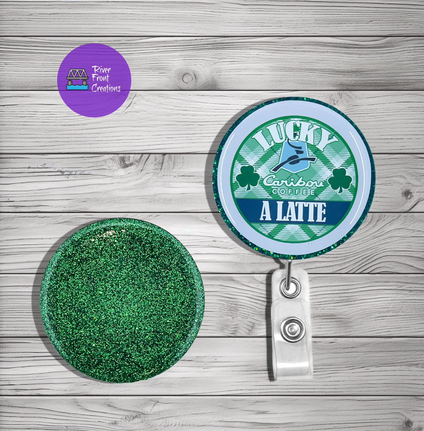 Badge Reel, Lucky A Latte K-Cup, St. Patrick's Day, Luck, Badge