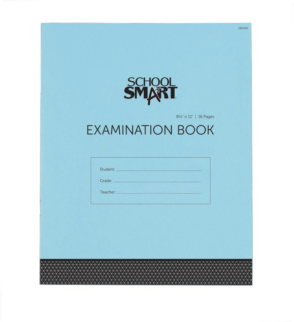 School Smart Examination Blue Book with 16 Pages, 8-1/2 x 11 Inches, Pack of 50 Books