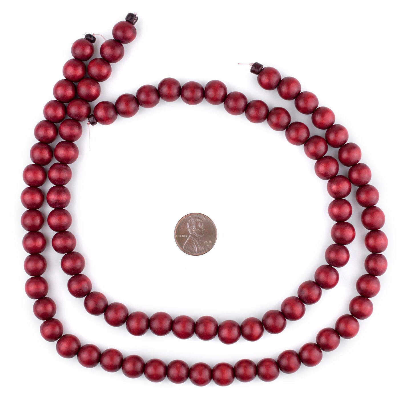 TheBeadChest 10mm Natural Round Wood Beads, Wooden Beads Loose Wood Spacer Beads for DIY Jewelry Making, 4 Sizes (8mm, 10mm, 12mm, 20mm) - Red