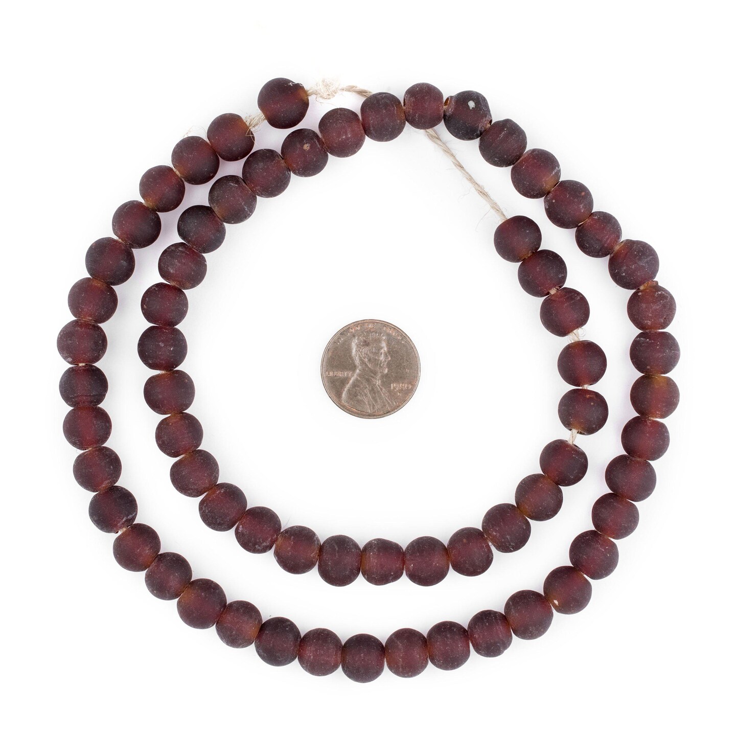 TheBeadChest Dark Brown Frosted Sea Glass Beads 9mm Round Large Hole 24 Inch Strand