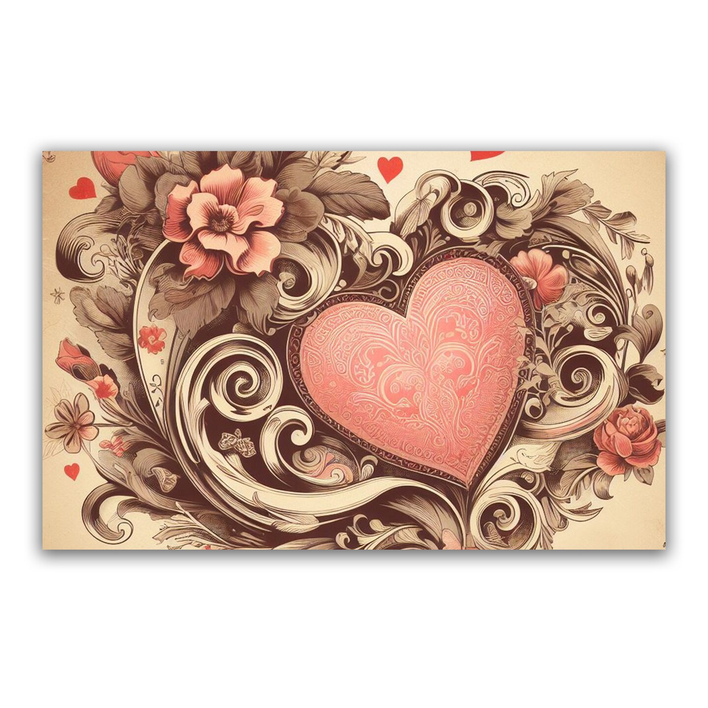Valentine&#x27;s Heart Wooden Postcard
