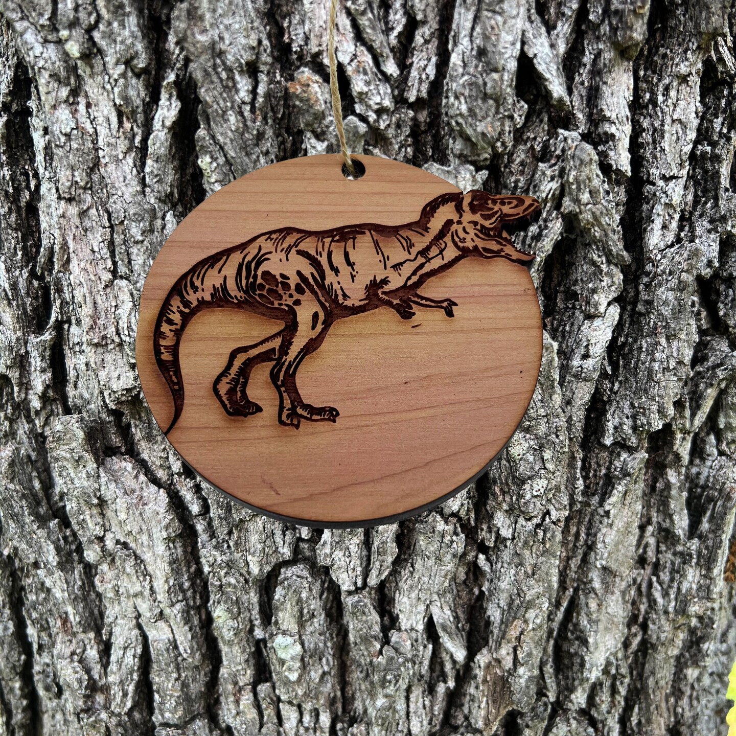 TRex Dinosaur - Cedar Ornament TRex Dinosaur - Cedar Ornament