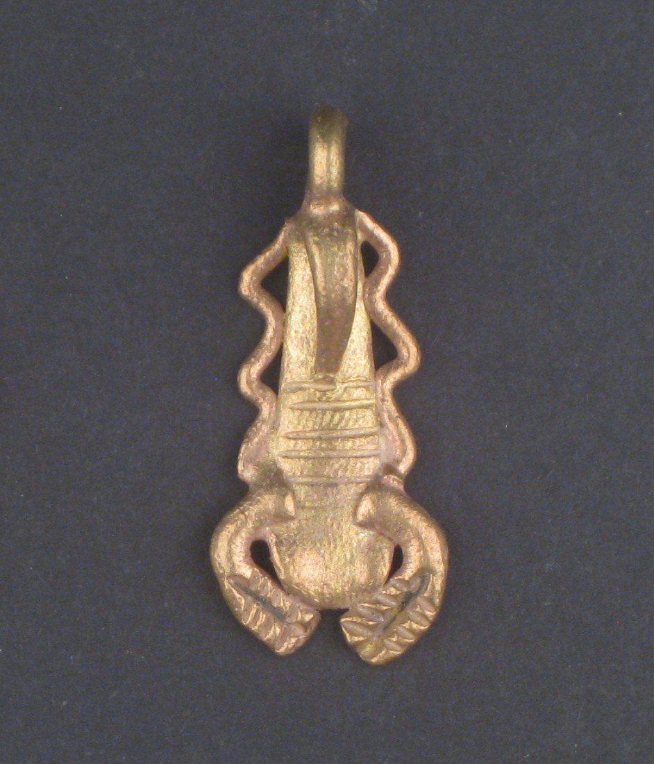 TheBeadChest Scorpion Brass Pendant from Africa 18mm Ghana African Large Hole Handmade