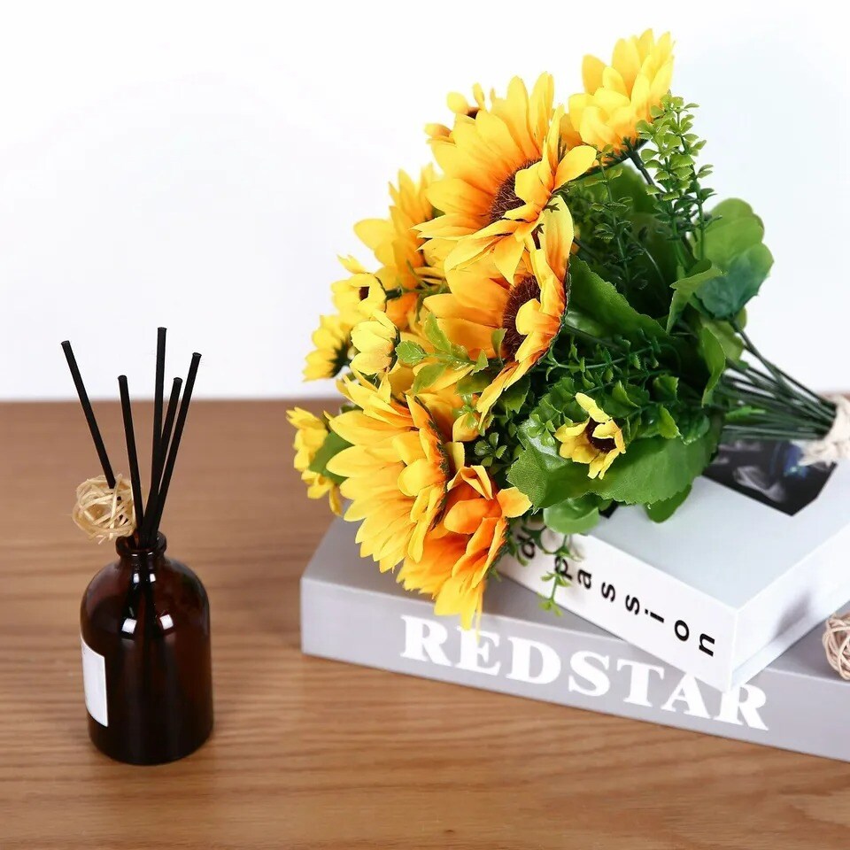 Sunflower Bouquet Artificial Silk Fake Flower Decor