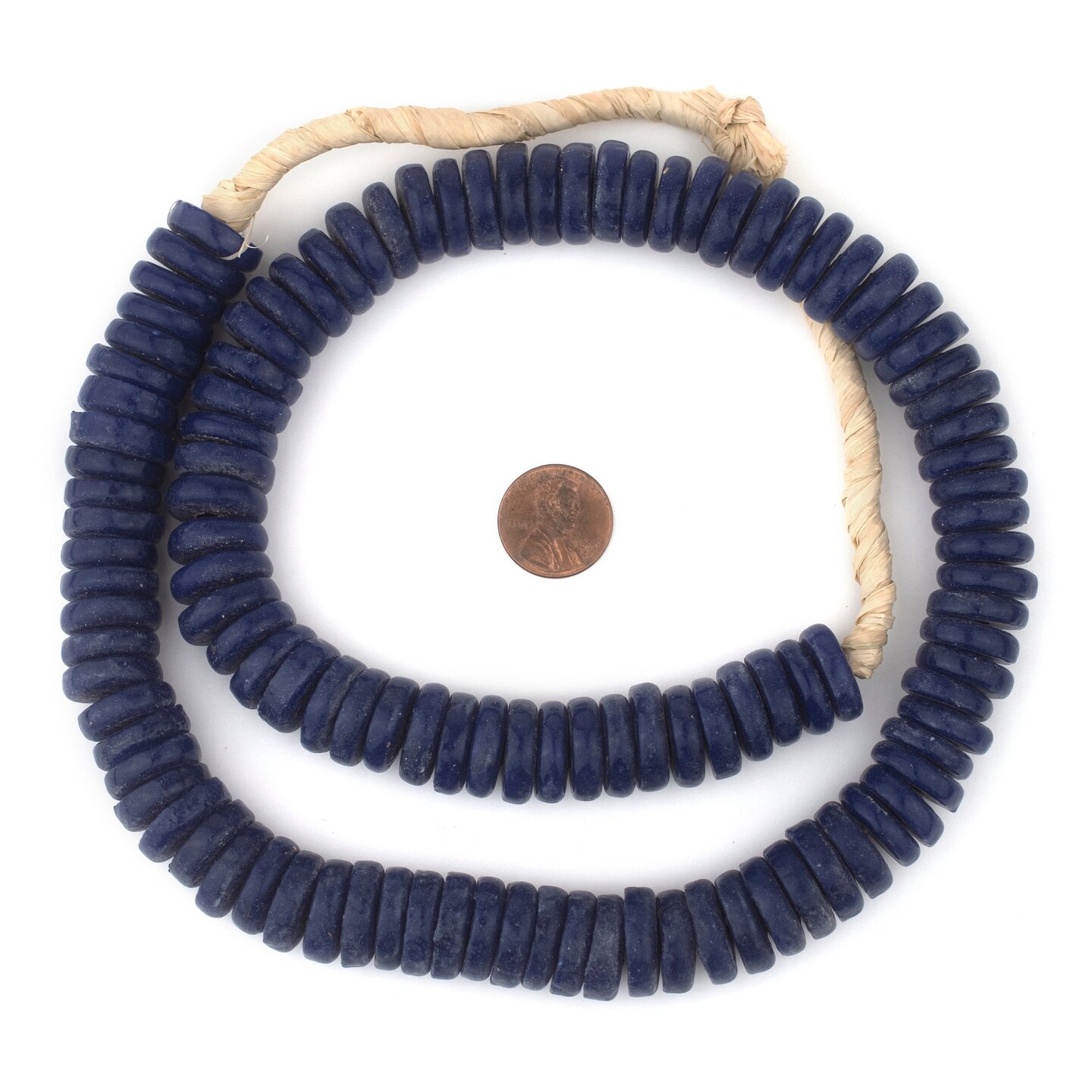 The Bead Chest Cobalt Blue Ashanti Glass Disk Beads (18mm)