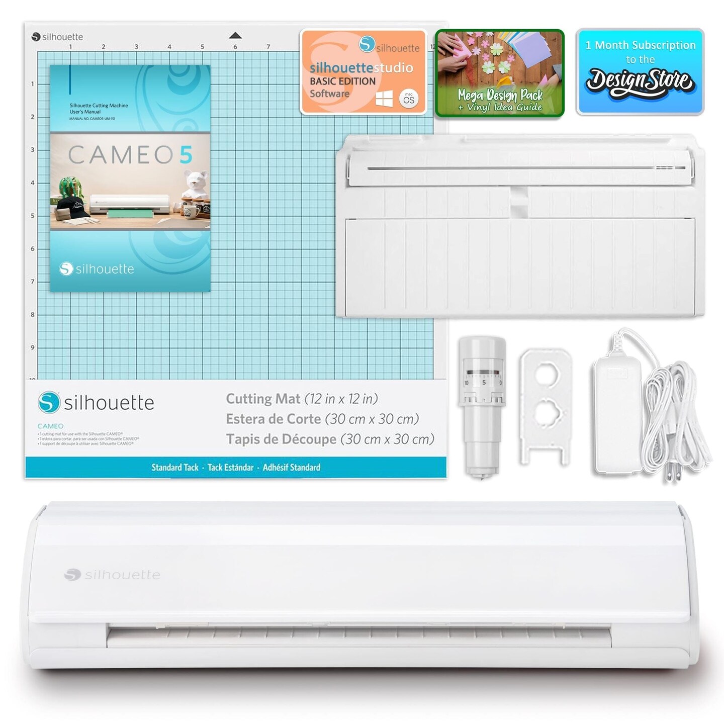 Silhouette White Cameo 5 Business Bundle w/ Vinyl, Guides, Software, Tools