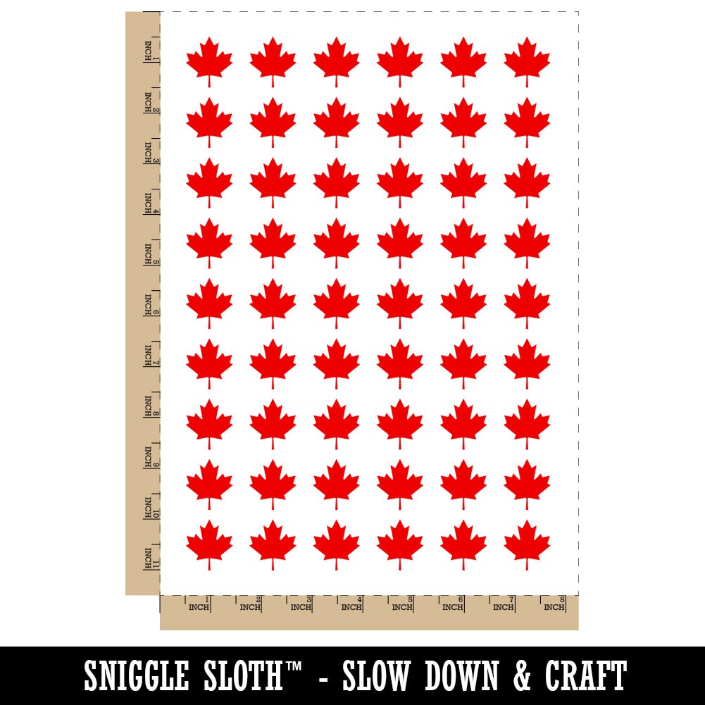 Canada Maple Leaf Temporary Tattoo Water Resistant Fake Body Art Set Collection (1 Sheet)