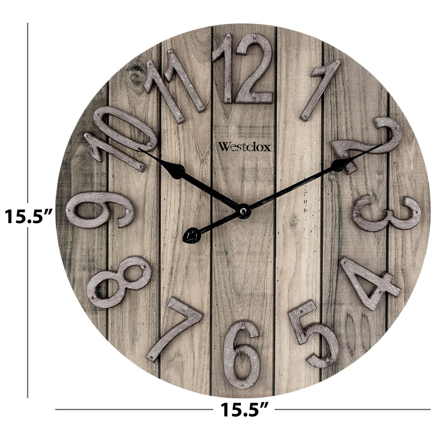 Westclox 15.5&#x22; Brown Farmhouse Style Wood Grain Analog QA Wall Clock with Raised Numbers