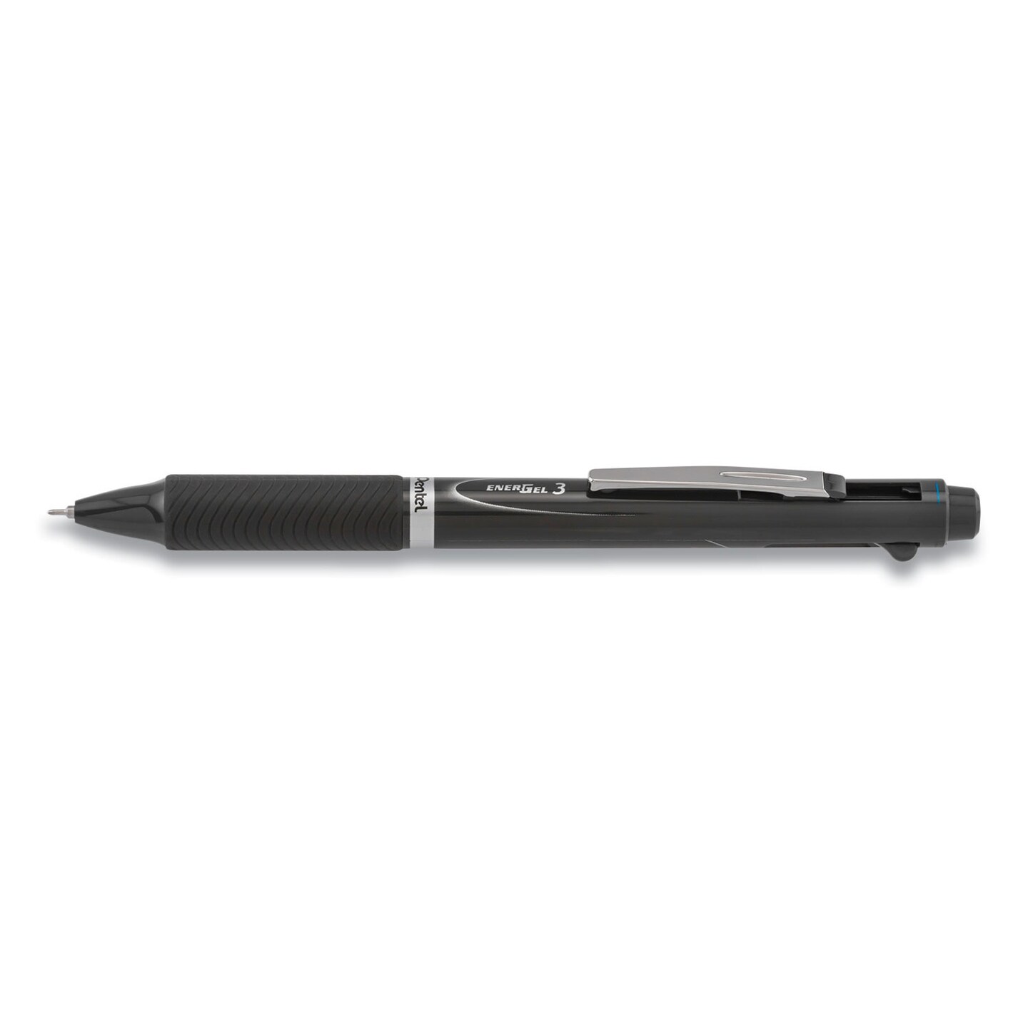 Pentel EnerGel 3 Multi-Color Gel Pen, Retractable, Fine 0.5 mm, Black/Blue/Red Ink, Gray Barrel