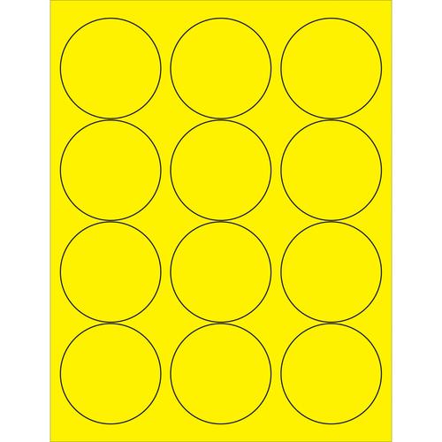 Tape Logic Circle Laser Labels, 2 1/2&#x22;, Fluorescent Yellow, 1200/Case